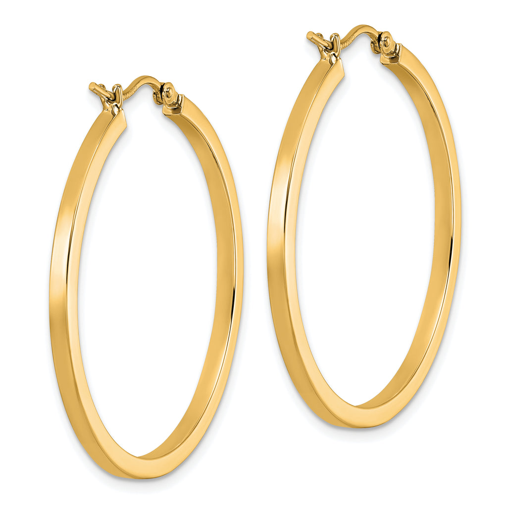 14k 2mm Square Tube Hoop Earrings