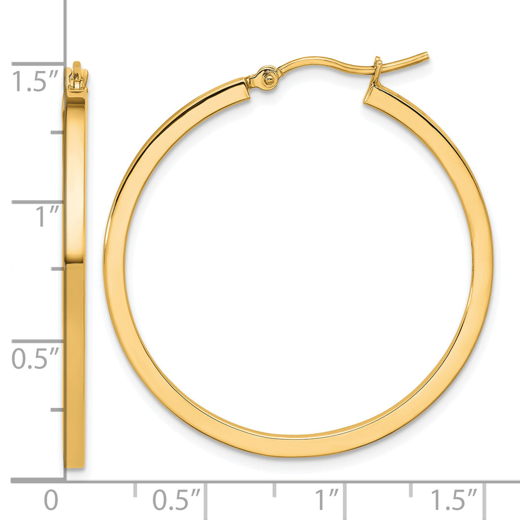 14k 2mm Square Tube Hoop Earrings