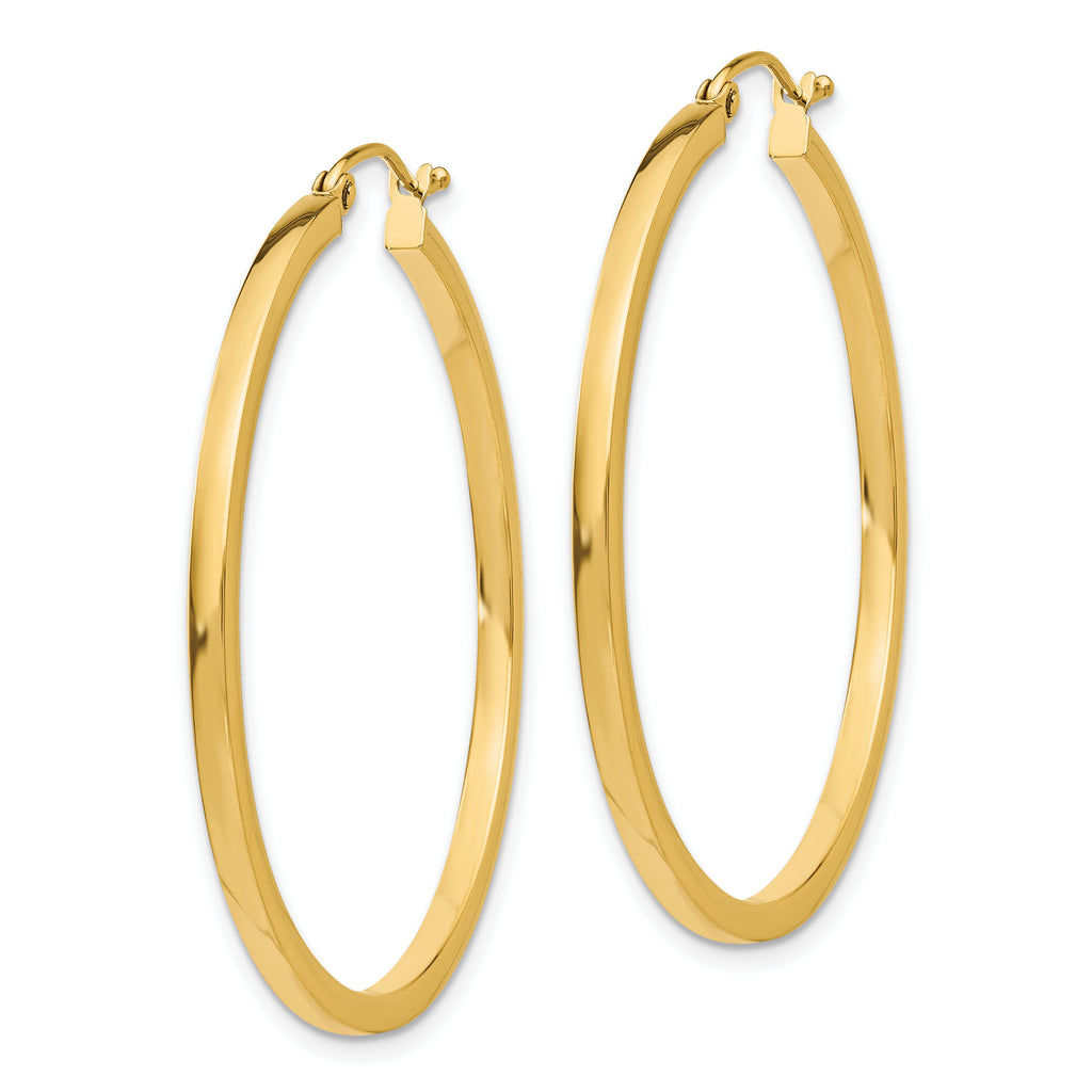14k 2mm Square Tube Hoop Earrings