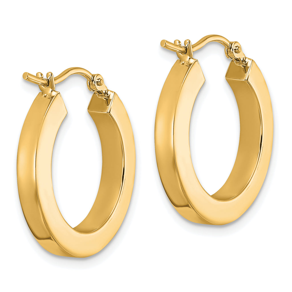 14k 3mm Polished Square Hoop Earrings