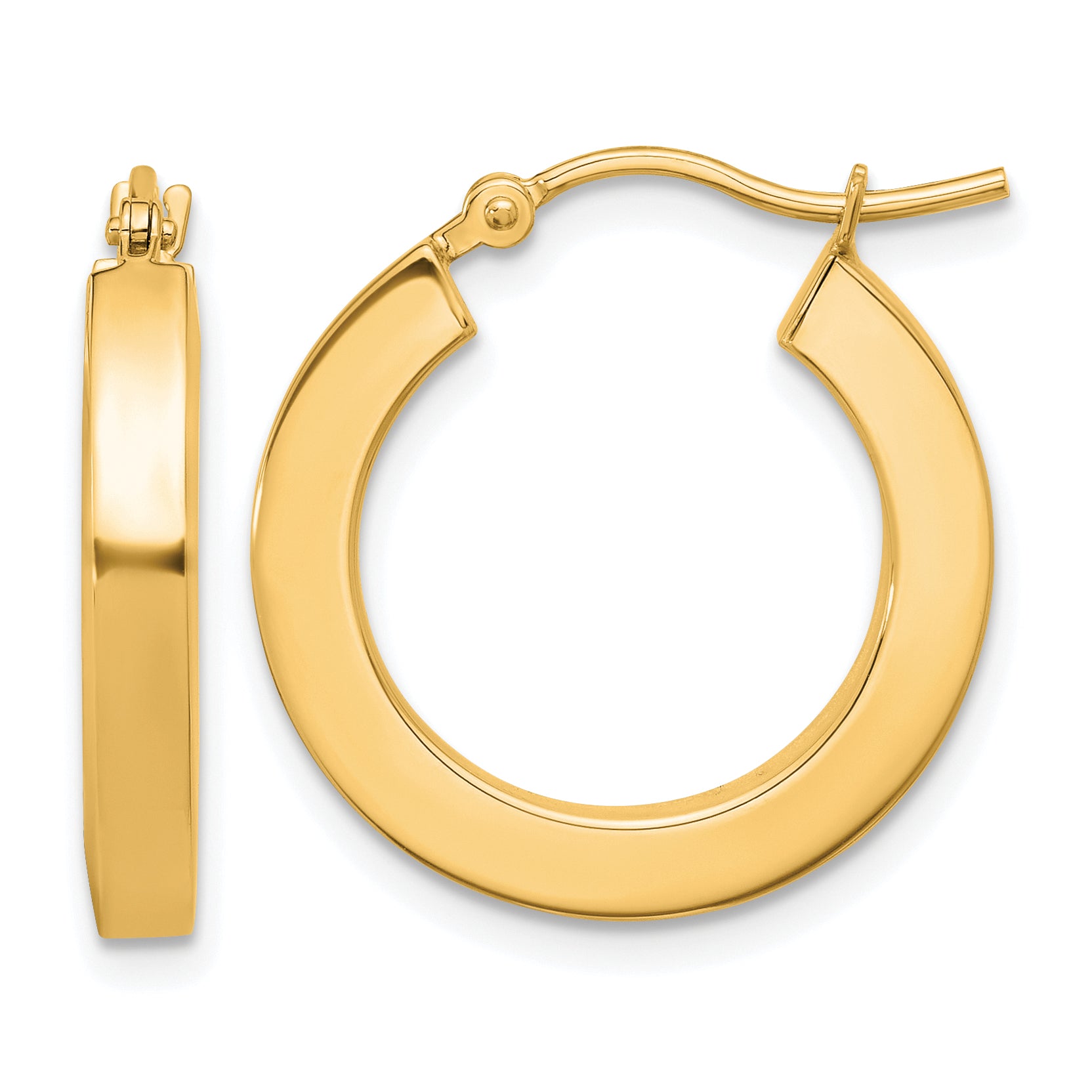 14k 3mm Polished Square Hoop Earrings Main image