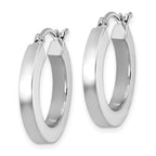 14k White Gold 3mm Polished Square Tube Hoop Earrings