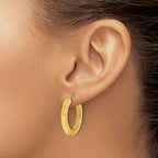 14k 3mm Polished Square Hoop Earrings