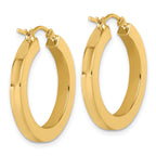 14k 3mm Polished Square Hoop Earrings