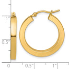 14k 3mm Polished Square Hoop Earrings