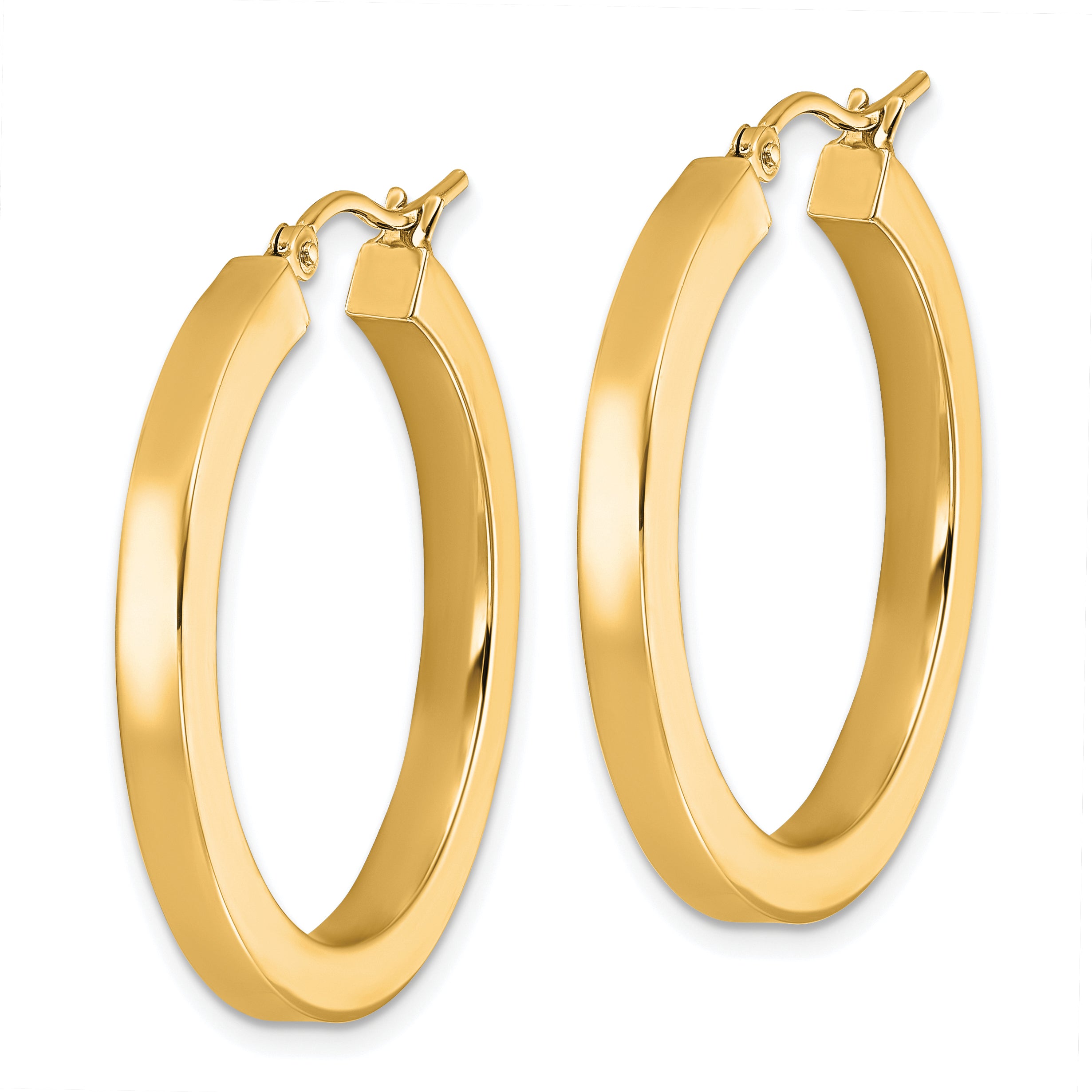 14k 3mm Polished Square Hoop Earrings Secondary image