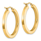 14k 3mm Polished Square Hoop Earrings