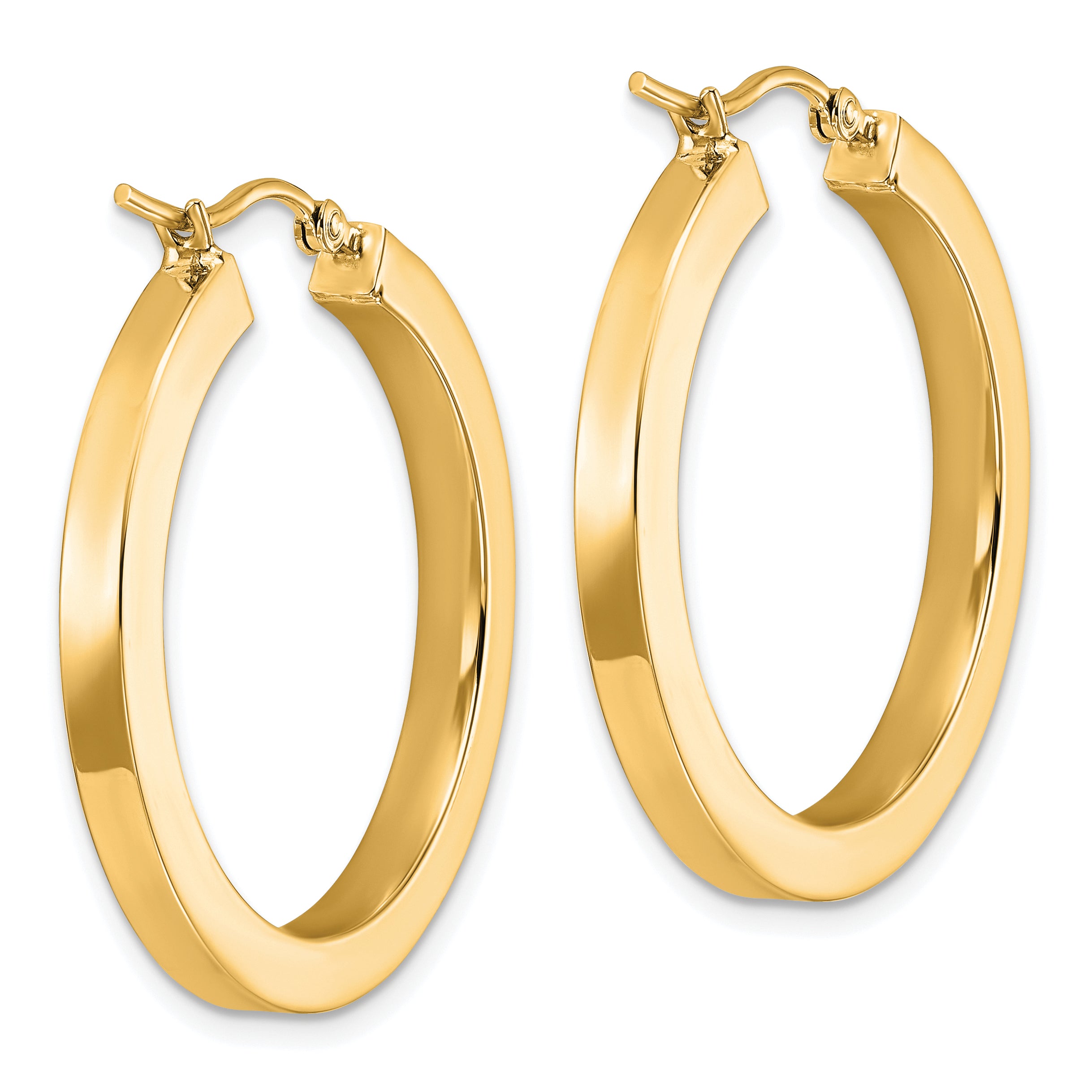 14k 3mm Polished Square Hoop Earrings