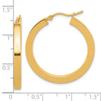 14k 3mm Polished Square Hoop Earrings