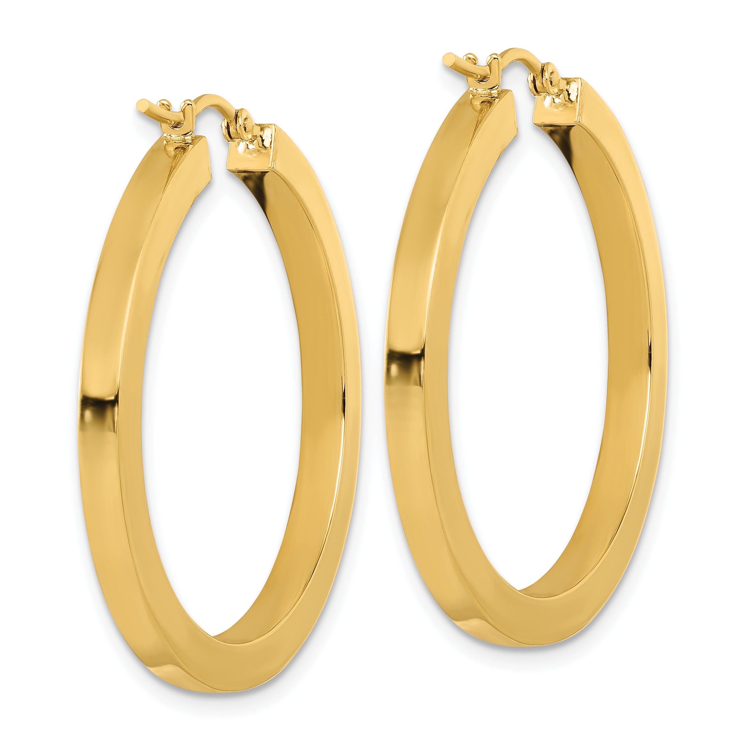 14k 3mm Polished Square Hoop Earrings