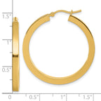 14k 3mm Polished Square Hoop Earrings