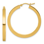 14k 3mm Polished Square Hoop Earrings