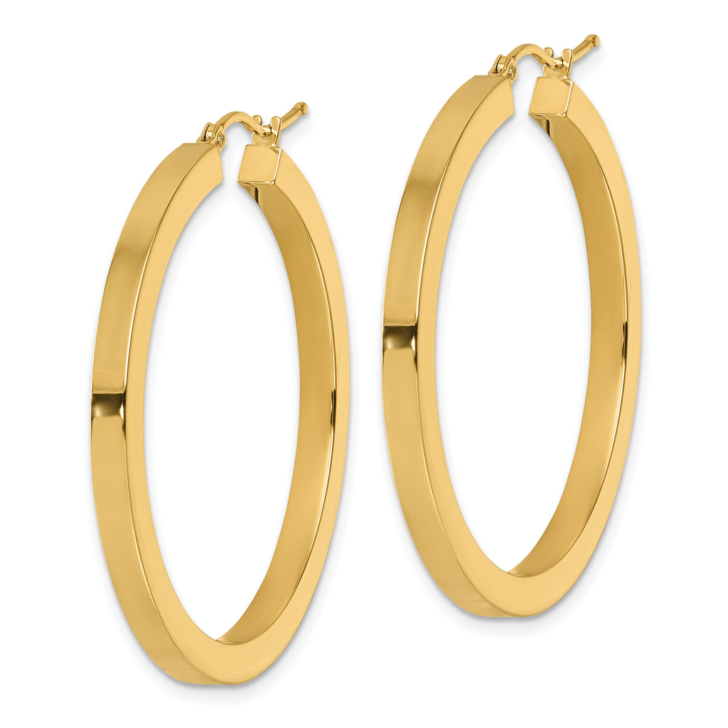 14k 3mm Polished Square Hoop Earrings