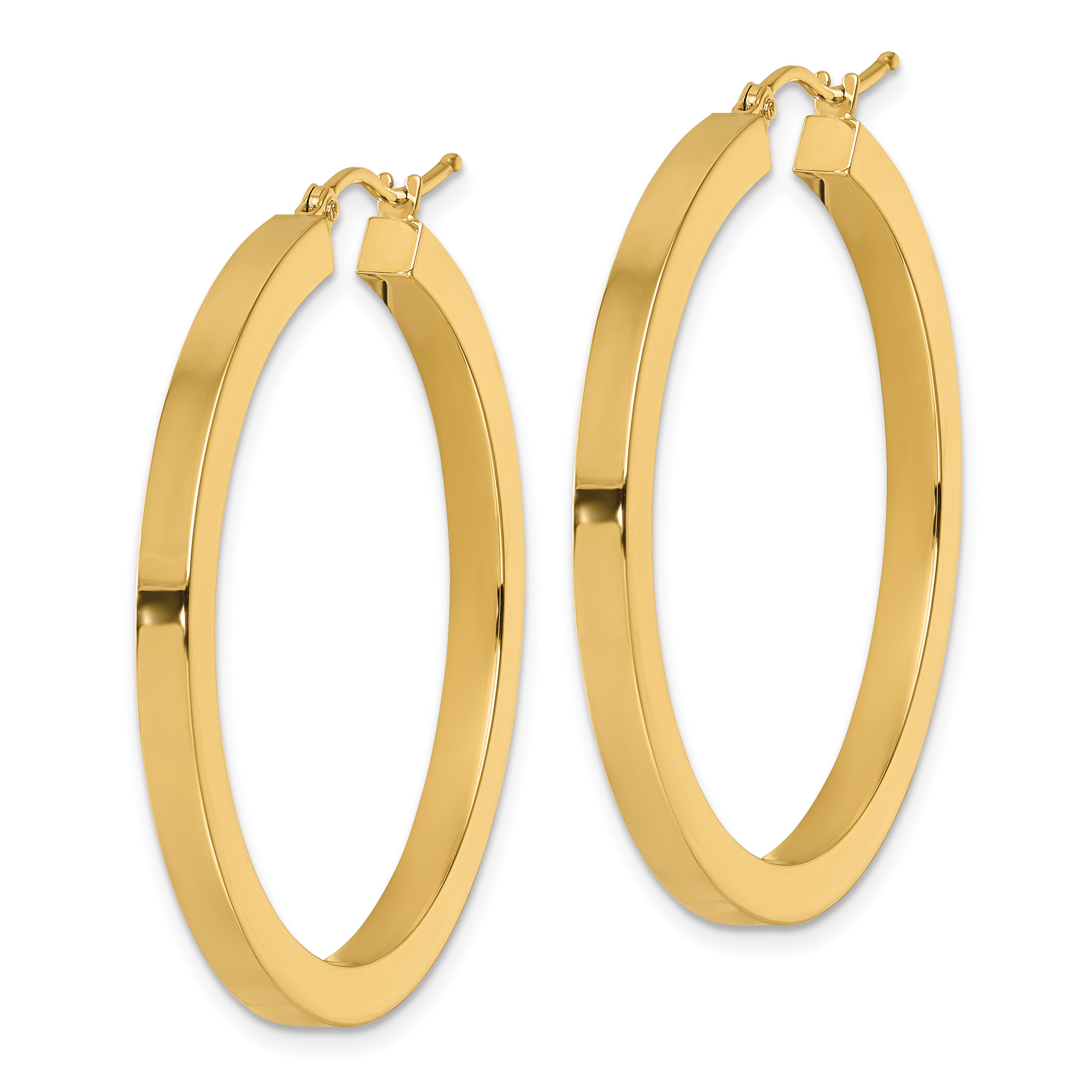 14k 3mm Polished Square Hoop Earrings