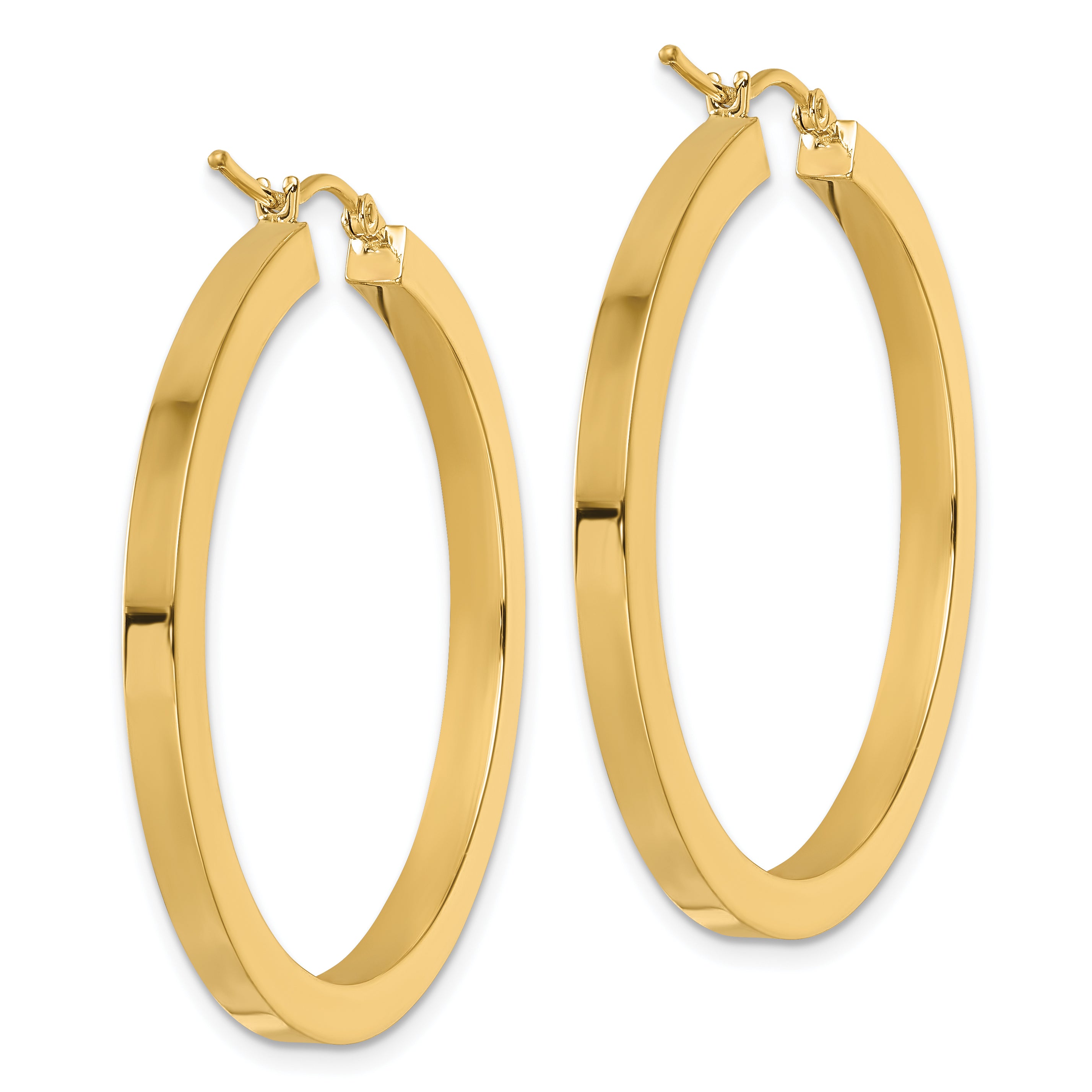 14k 3mm Polished Square Hoop Earrings