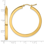 14k 3mm Polished Square Hoop Earrings