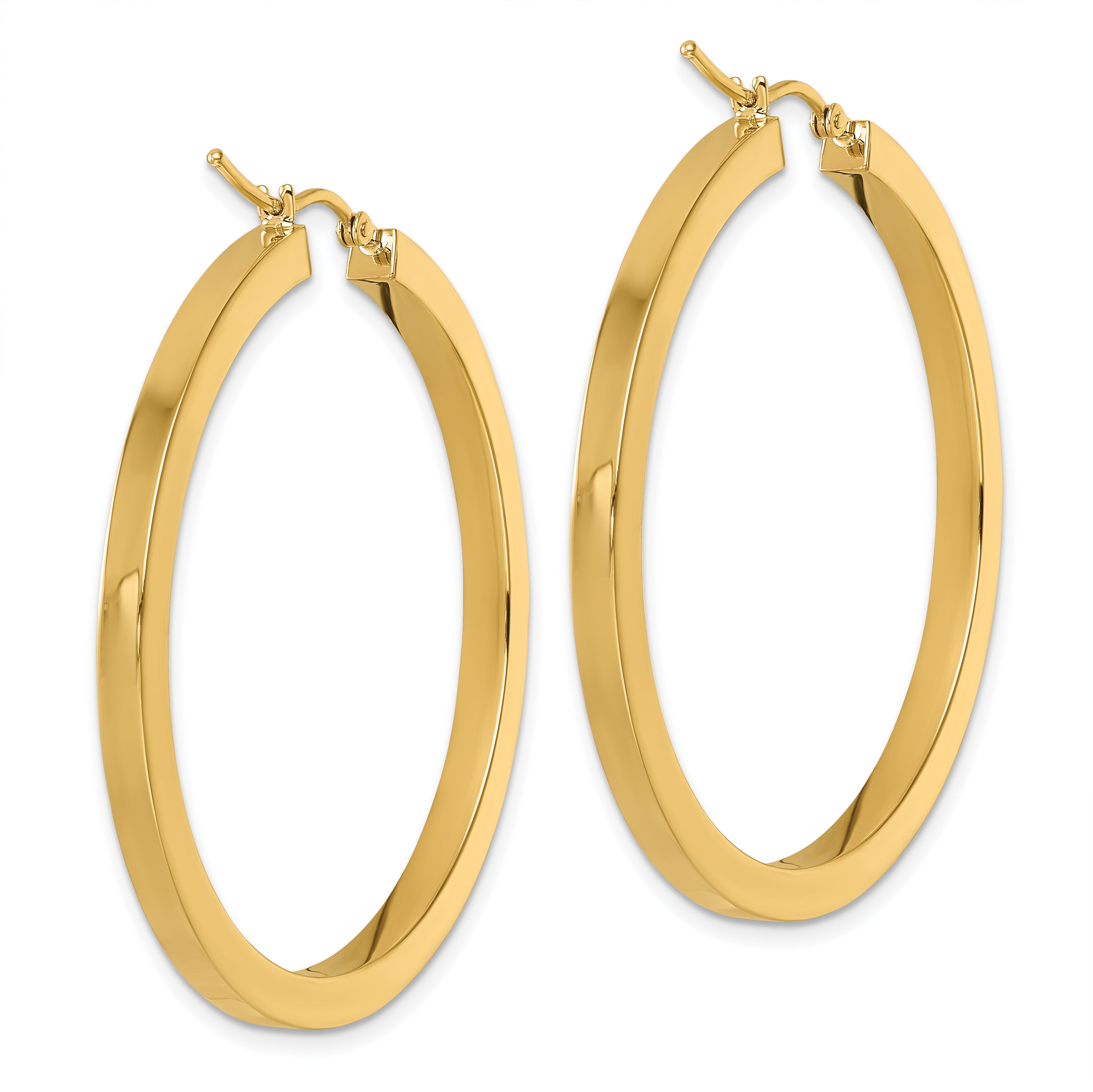 14k 3mm Polished Square Hoop Earrings