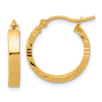 14k Small 3mm D/C Edge Polished Hoop Earrings