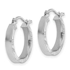 14k White Gold Small 3mm D/C Edge Polished Hoop Earrings