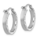 14k White Gold Small 3mm D/C Edge Polished Hoop Earrings