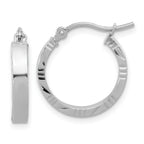 14k White Gold Small 3mm D/C Edge Polished Hoop Earrings