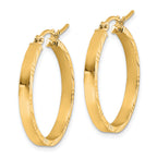 14k D/C Edge Medium 3mm Polished Hoop Earrings