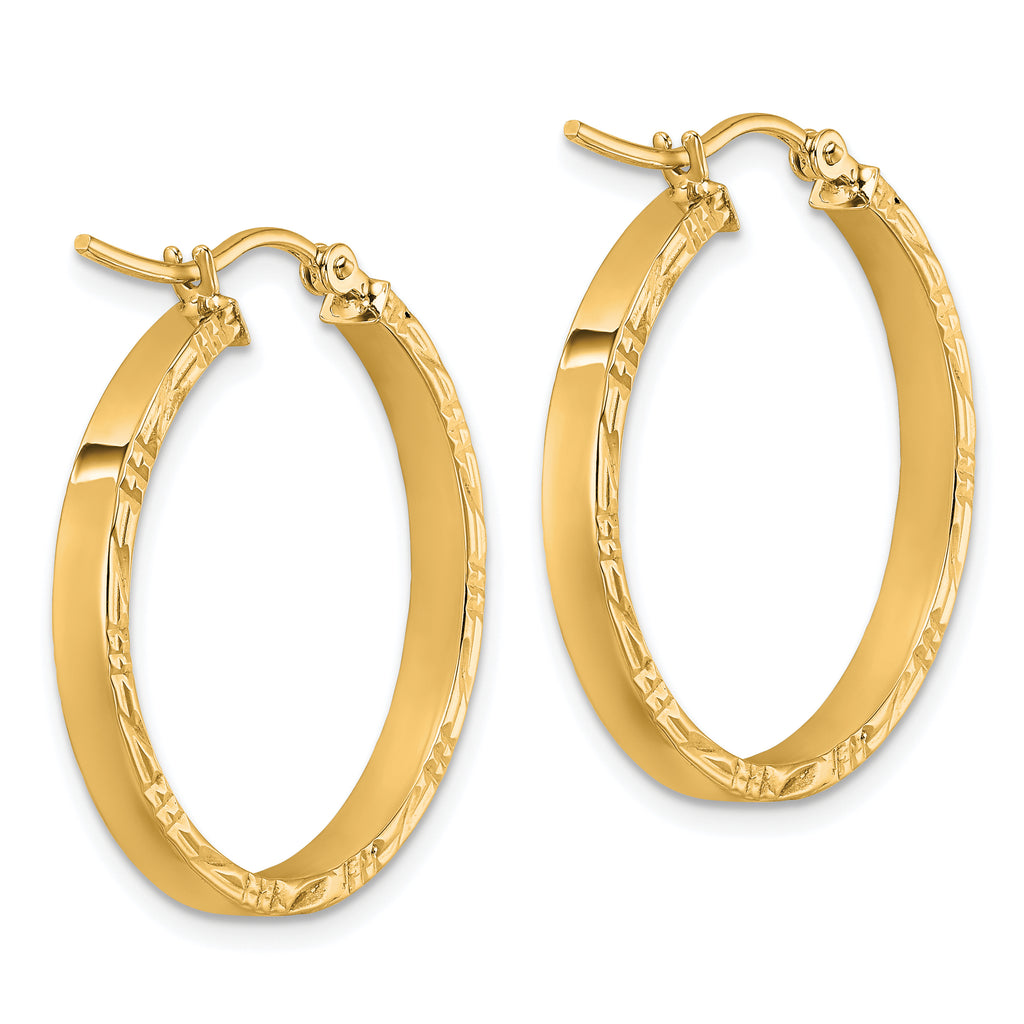 14k D/C Edge Medium 3mm Polished Hoop Earrings
