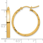 14k D/C Edge Medium 3mm Polished Hoop Earrings