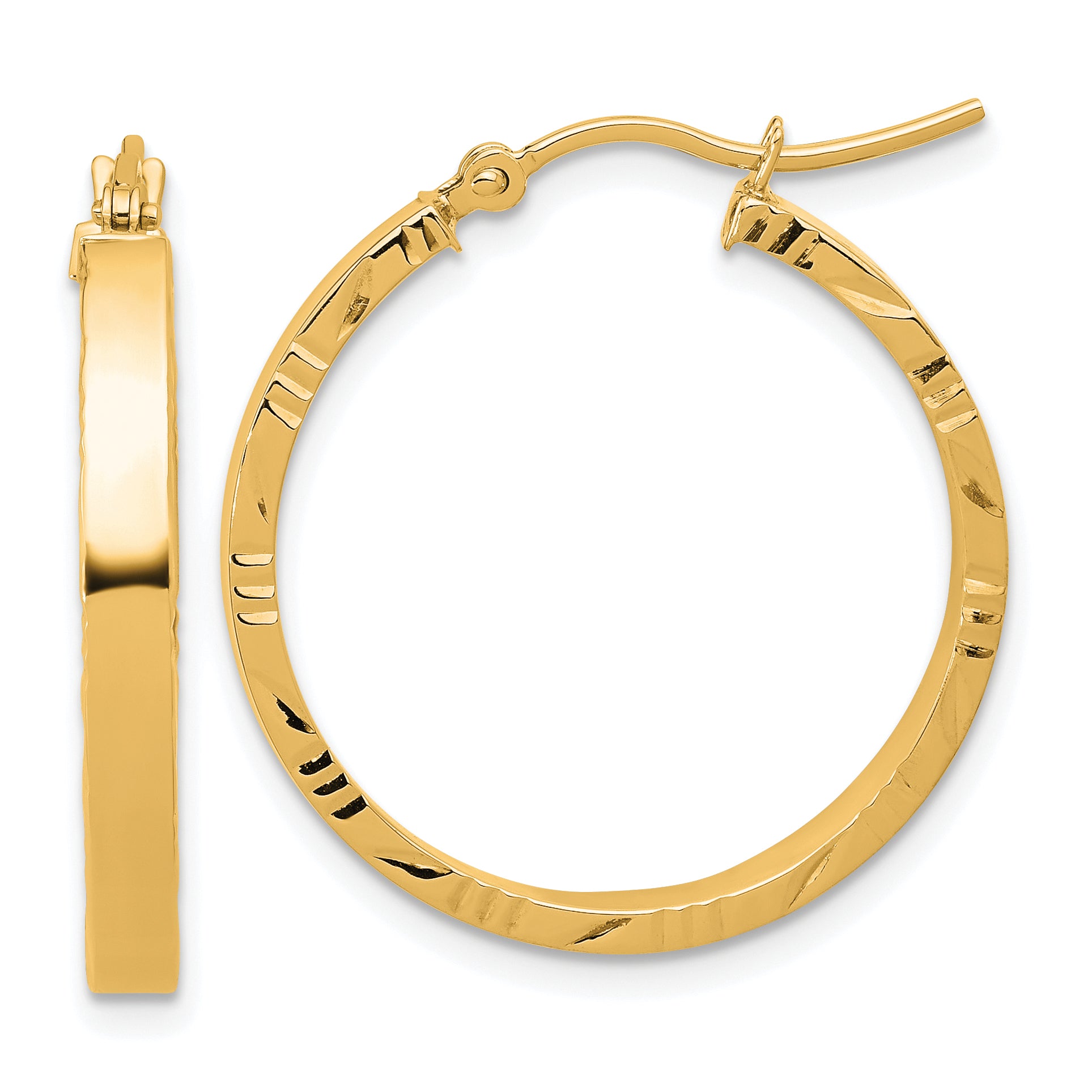 14k D/C Edge Medium 3mm Polished Hoop Earrings Main image
