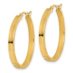14k D/C Edge Large 3mm Polished Hoop Earrings