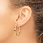 14k D/C Edge Large 3mm Polished Hoop Earrings