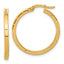 14K Polished and Grooved Round Hoop Earrings