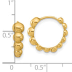 14K Polished Beaded Hoop Earrings