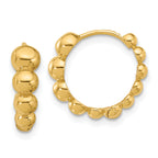 14K Polished Beaded Hoop Earrings