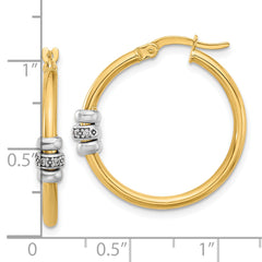 14K Two-tone Polished CZ Hoop Earrings