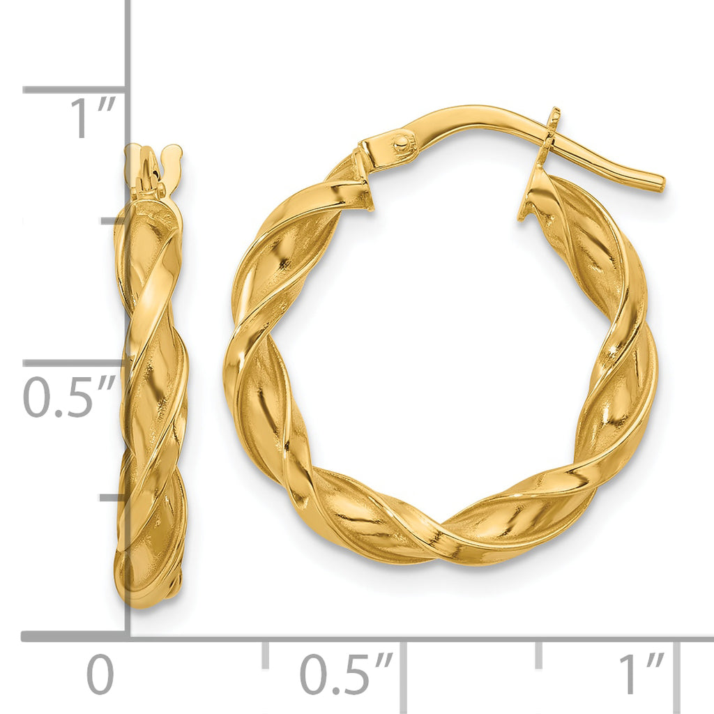 14K Polished Twisted Hoop Earrings