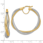 14K w/Rhodium Braided Mesh Stretch Hoop Earrings