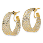 14K w/Rhodium Braided Mesh Stretch Post Hoop Earrings