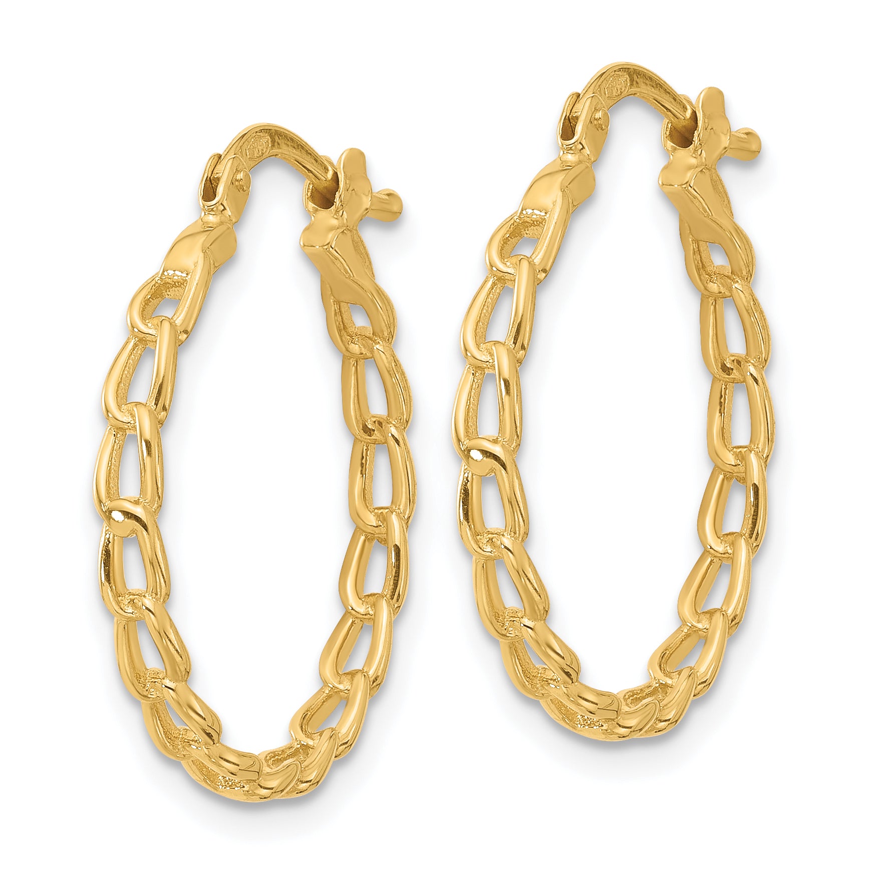 14K Polished Curb Link Design Hoop Earrings Secondary image