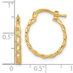 14K Polished Curb Link Design Hoop Earrings