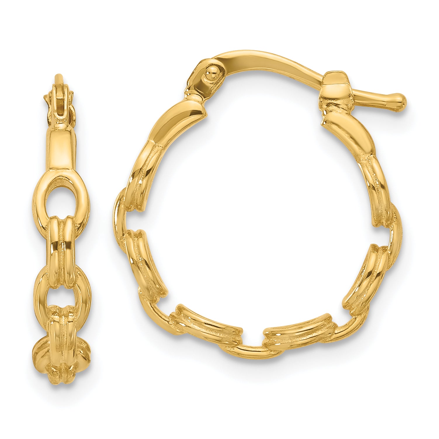 14K Polished Link Design Hoop Earrings Main image