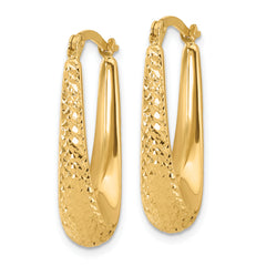 14K Polished and Diamond-cut Hoop Earrings