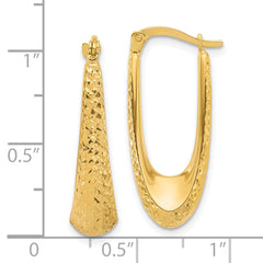 14K Polished and Diamond-cut Hoop Earrings