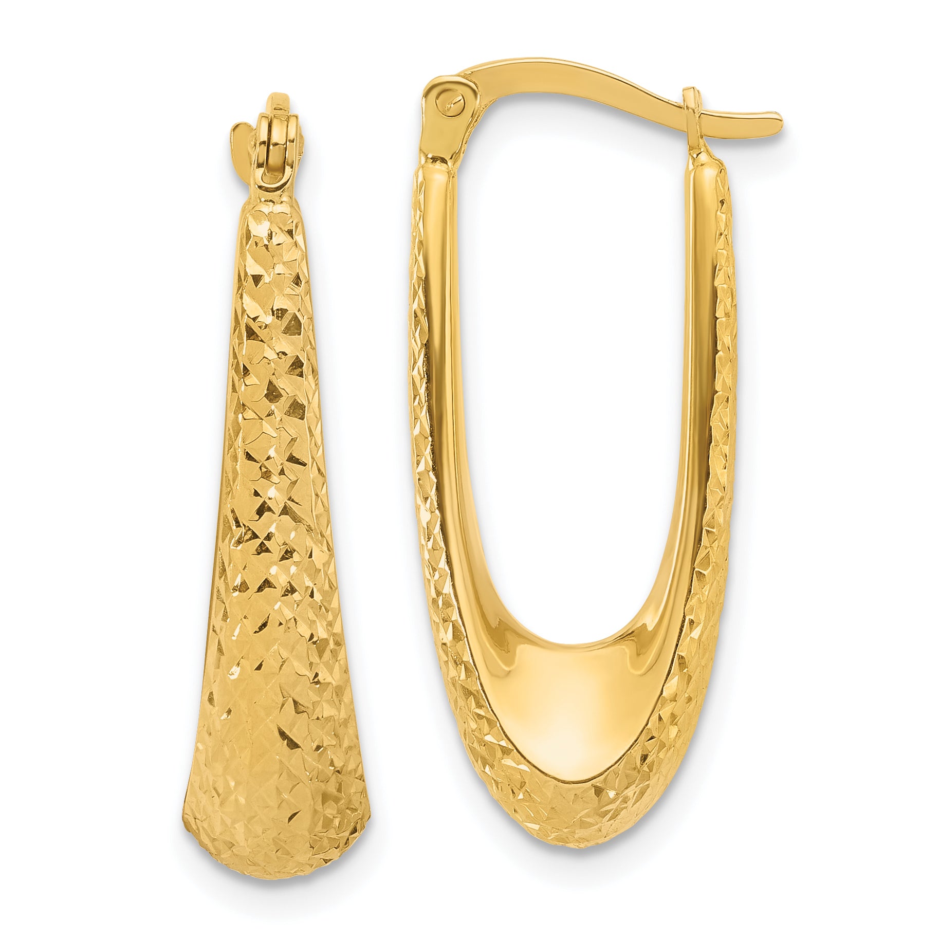 14K Polished and Diamond-cut Hoop Earrings Main image