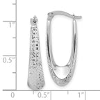 14K White Gold Polished and Diamond-cut Hoop Earrings