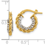 14K Polished with Crystals Twisted Hoop Earrings
