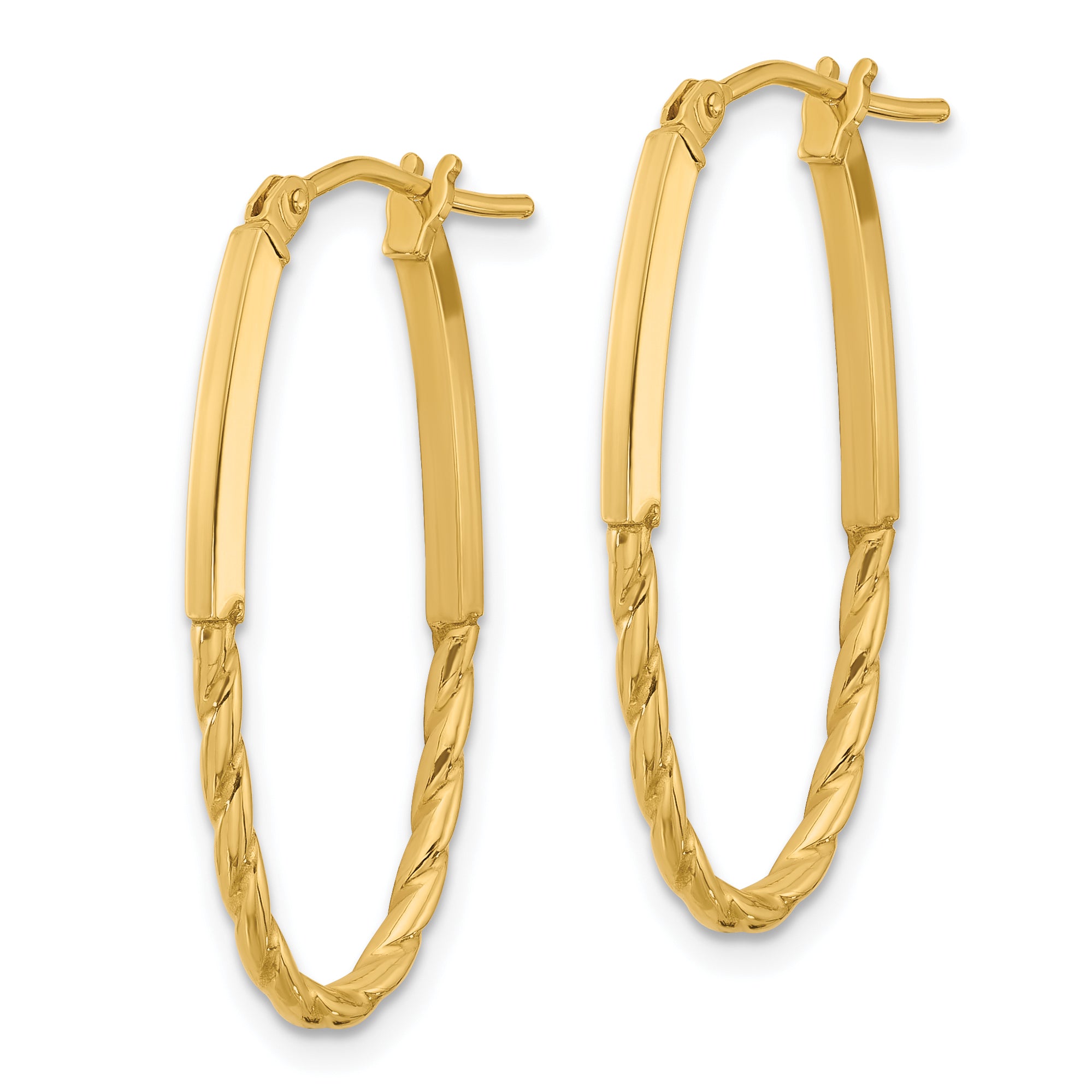 14K Polished Oval Hoop Earrings