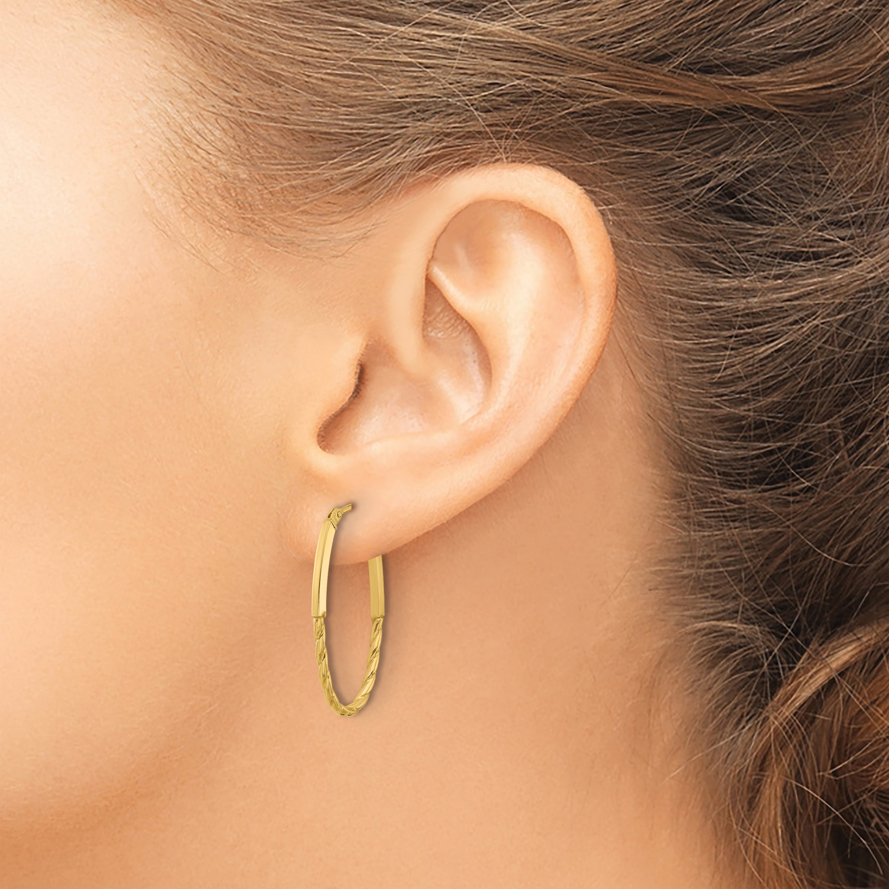 14K Polished Oval Hoop Earrings