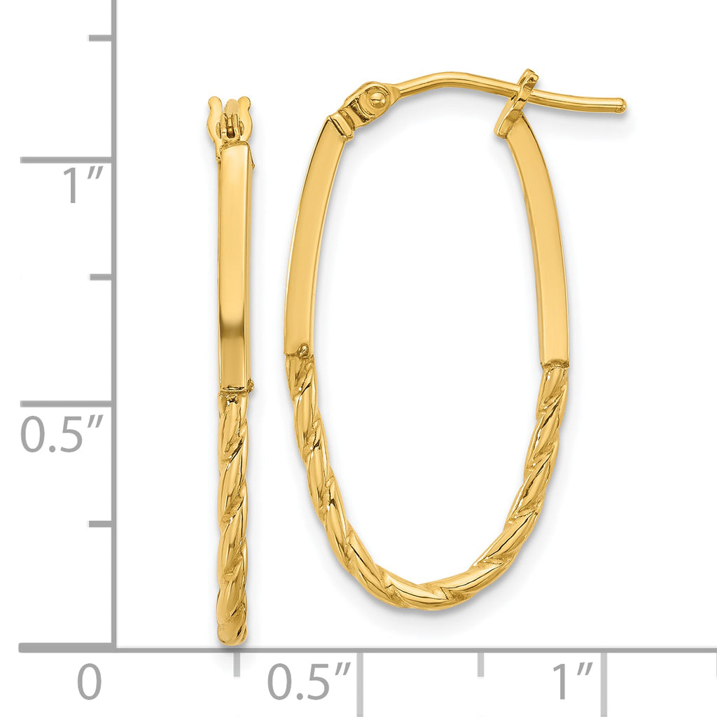 14K Polished Oval Hoop Earrings
