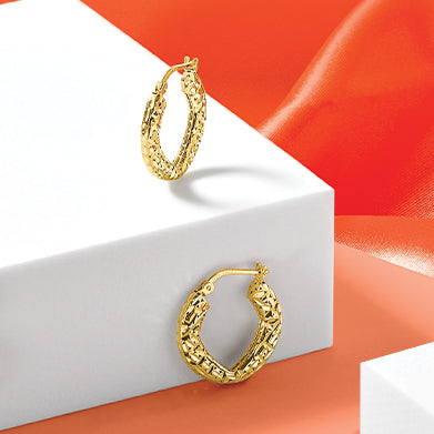 14k Polished and D/C Hoop Earrings